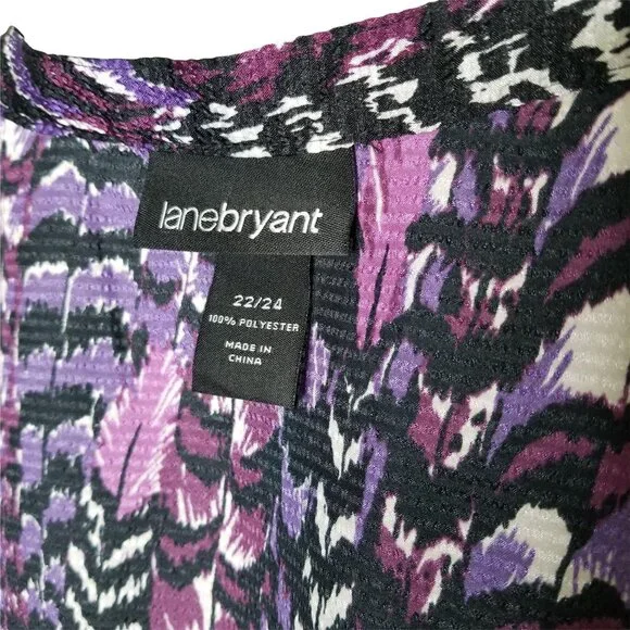 Lane Bryant Size 22 24 Blouse Ruffle Button Artsy Print Office Casual Coquette - Picture 5 of 8